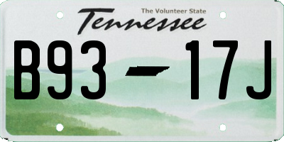 TN license plate B9317J