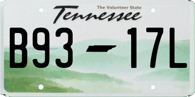 TN license plate B9317L