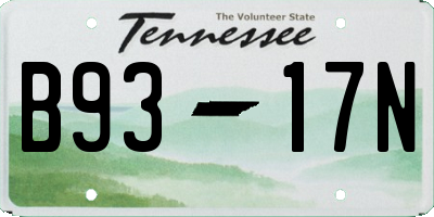 TN license plate B9317N