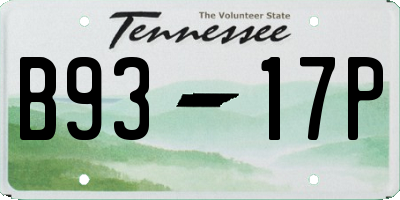 TN license plate B9317P