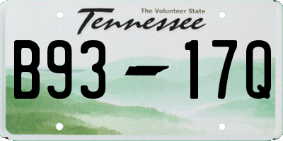 TN license plate B9317Q