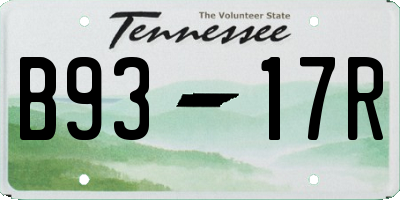 TN license plate B9317R