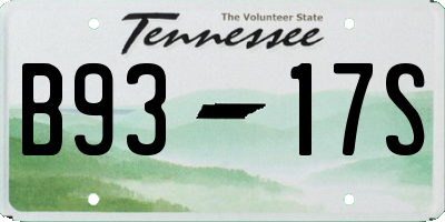 TN license plate B9317S