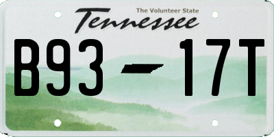 TN license plate B9317T