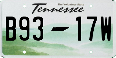 TN license plate B9317W