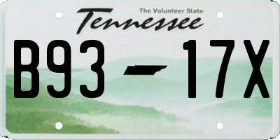 TN license plate B9317X