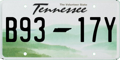 TN license plate B9317Y