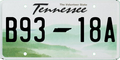 TN license plate B9318A