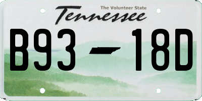 TN license plate B9318D