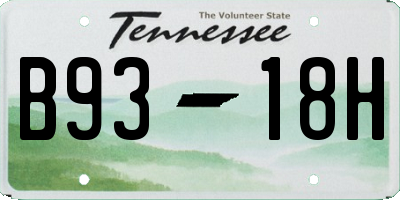 TN license plate B9318H
