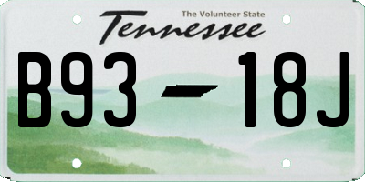 TN license plate B9318J