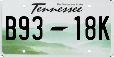 TN license plate B9318K