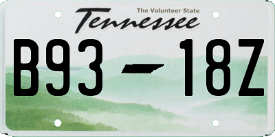 TN license plate B9318Z