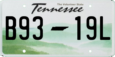 TN license plate B9319L