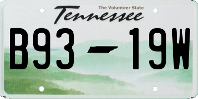 TN license plate B9319W