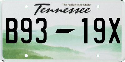 TN license plate B9319X