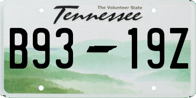 TN license plate B9319Z