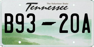 TN license plate B9320A