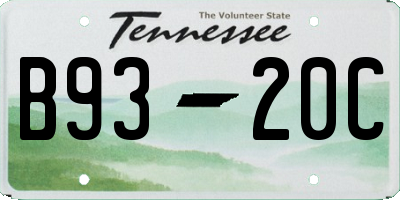 TN license plate B9320C