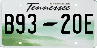 TN license plate B9320E