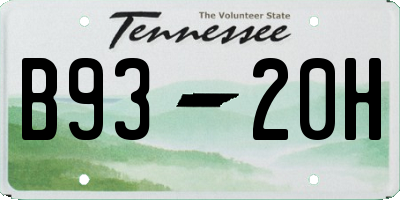 TN license plate B9320H