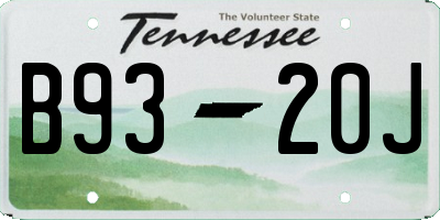 TN license plate B9320J