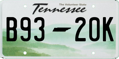 TN license plate B9320K