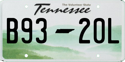 TN license plate B9320L