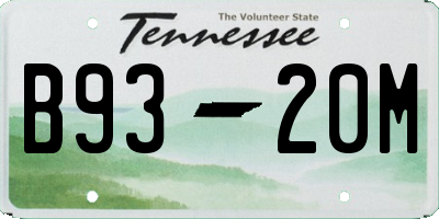 TN license plate B9320M