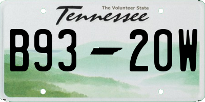 TN license plate B9320W