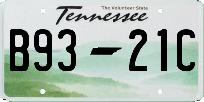TN license plate B9321C