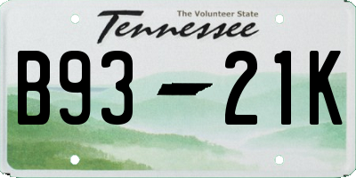 TN license plate B9321K
