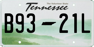 TN license plate B9321L