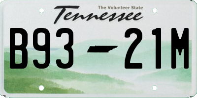 TN license plate B9321M