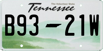 TN license plate B9321W