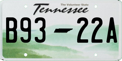 TN license plate B9322A