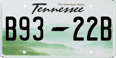 TN license plate B9322B