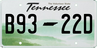 TN license plate B9322D