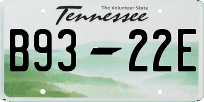 TN license plate B9322E