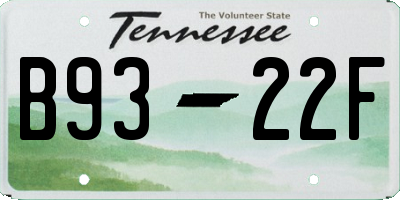 TN license plate B9322F