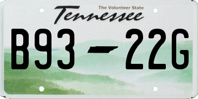 TN license plate B9322G