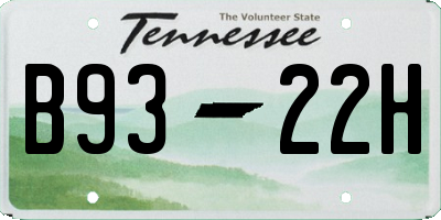 TN license plate B9322H