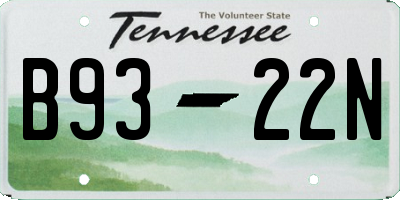 TN license plate B9322N