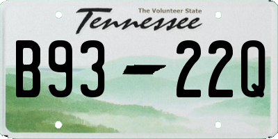 TN license plate B9322Q