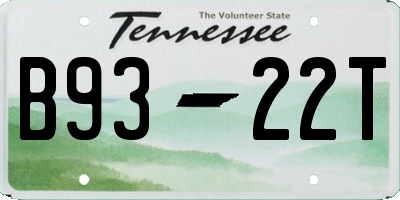 TN license plate B9322T