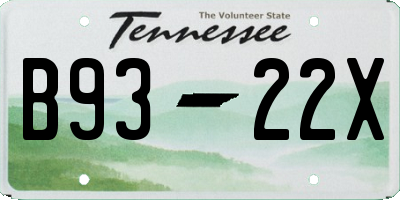 TN license plate B9322X