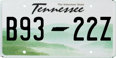 TN license plate B9322Z