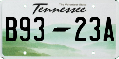 TN license plate B9323A