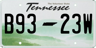 TN license plate B9323W