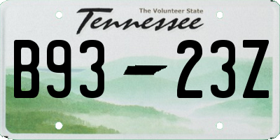 TN license plate B9323Z